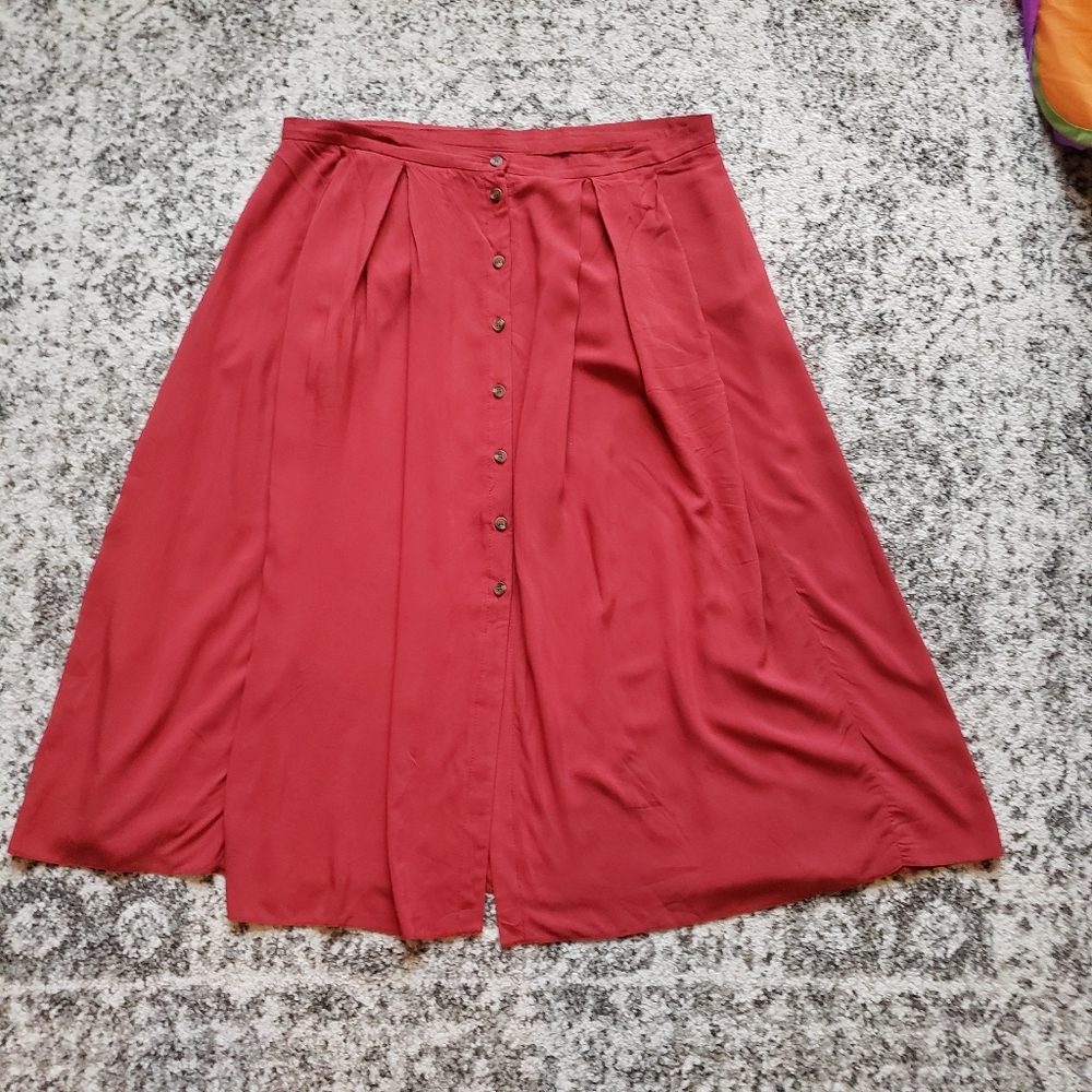 ASOS Red Button-front Midi Skirt, size 12